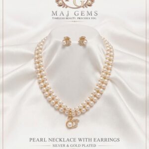Double Strand Pearl Necklace with Swan Pendant & Earrings Set