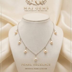 Elegant Teardrop Pearl Drop Necklace (Original Silver)