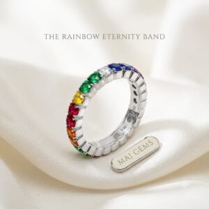 Scalloped Multi-Color Gemstone Eternity Ring