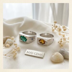 Majestic Luxury Signet Engagement Ring (Emerald or Citrine)