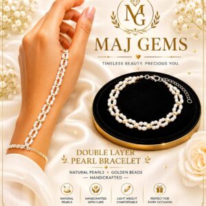 Elegant Double-Layer Pearl Hand Harness Bracelet