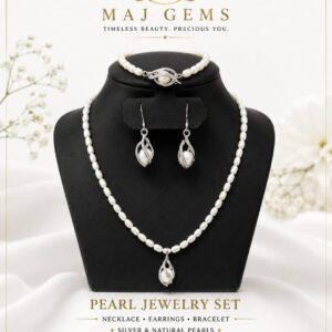 Elegant Teardrop Pearl & Silver Jewelry Set