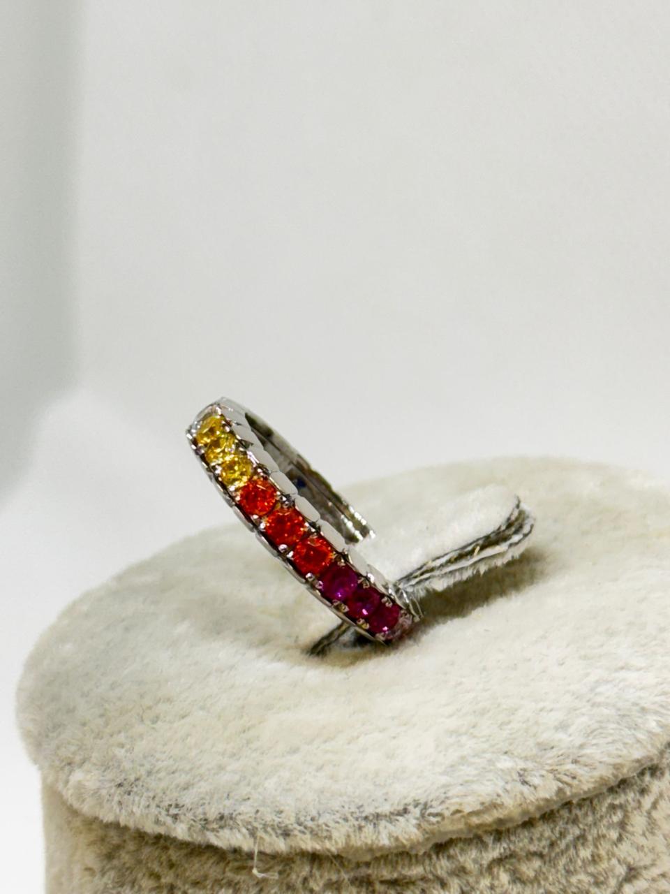 Vibrant Ombre Gradient Gemstone Silver Ring - Image 3