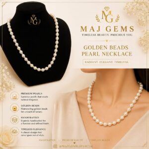 Classic Golden Beads Pearl Strand Necklace