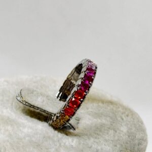 Vibrant Ombre Gradient Gemstone Silver Ring