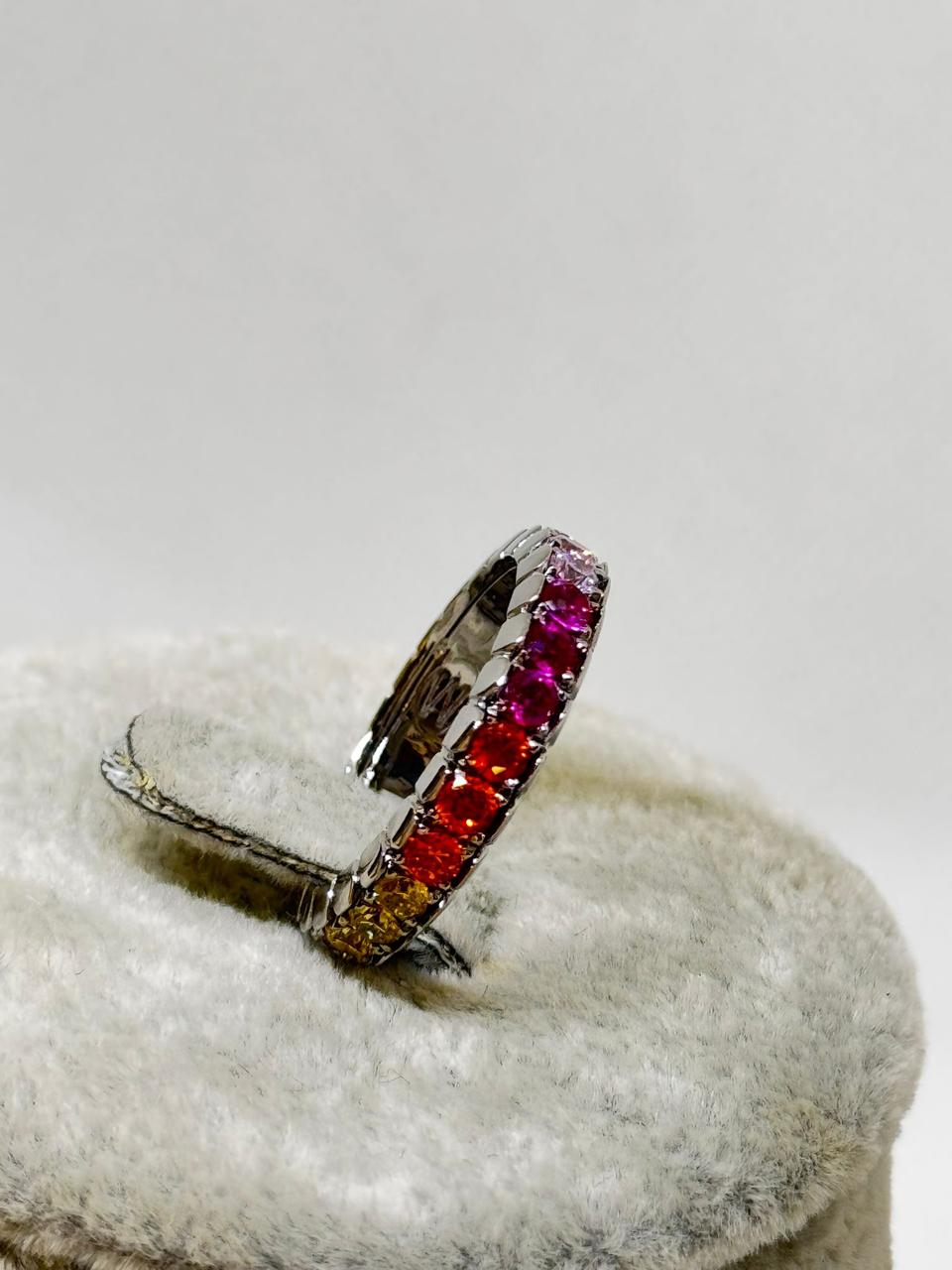 Vibrant Ombre Gradient Gemstone Silver Ring