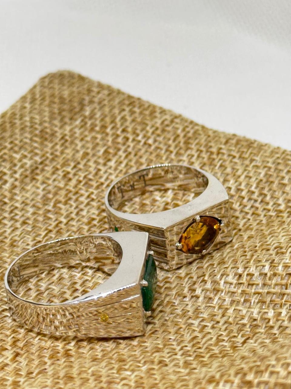 Majestic Luxury Signet Engagement Ring (Emerald or Citrine) - Image 2