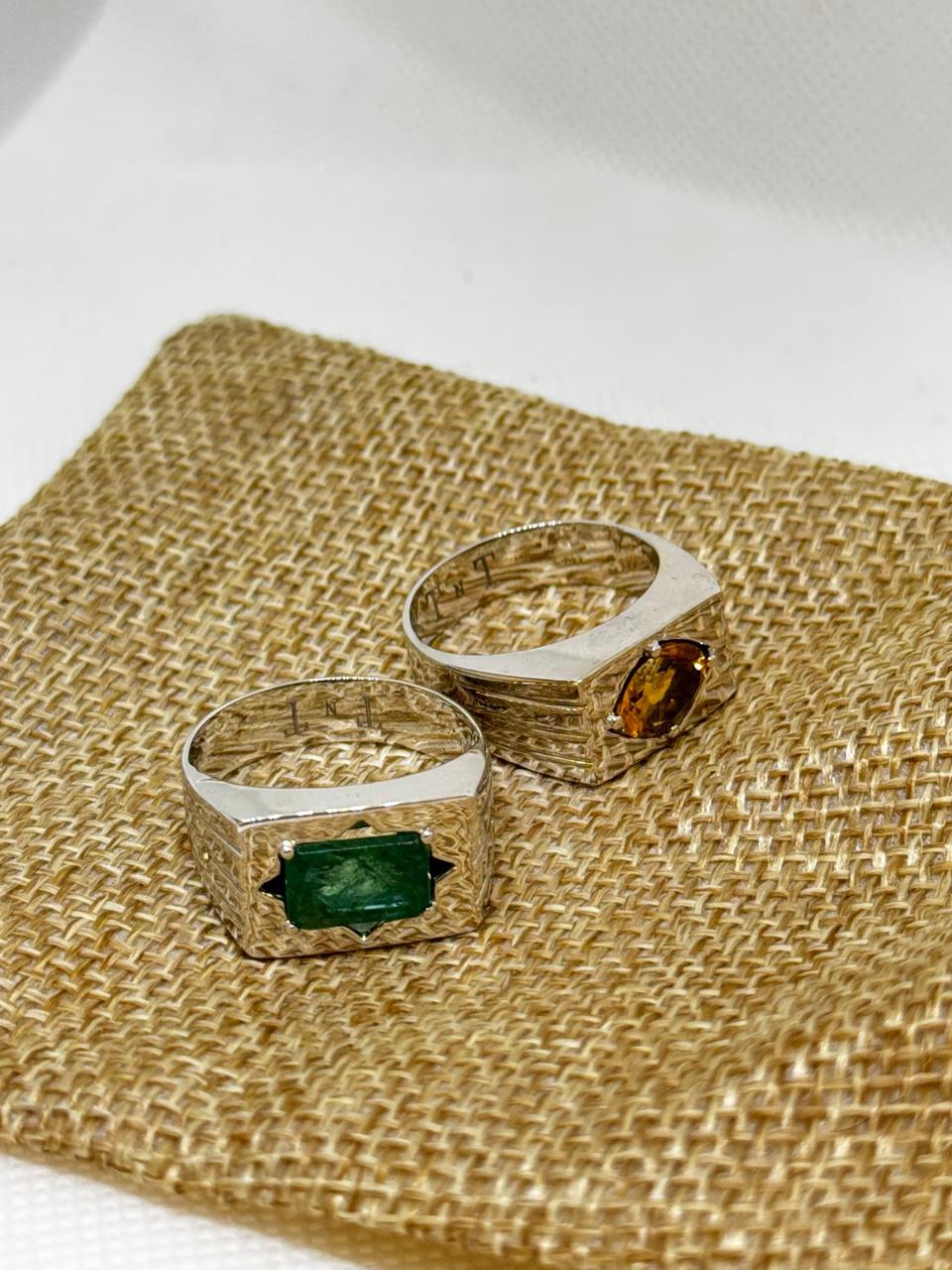 Majestic Luxury Signet Engagement Ring (Emerald or Citrine) - Image 3