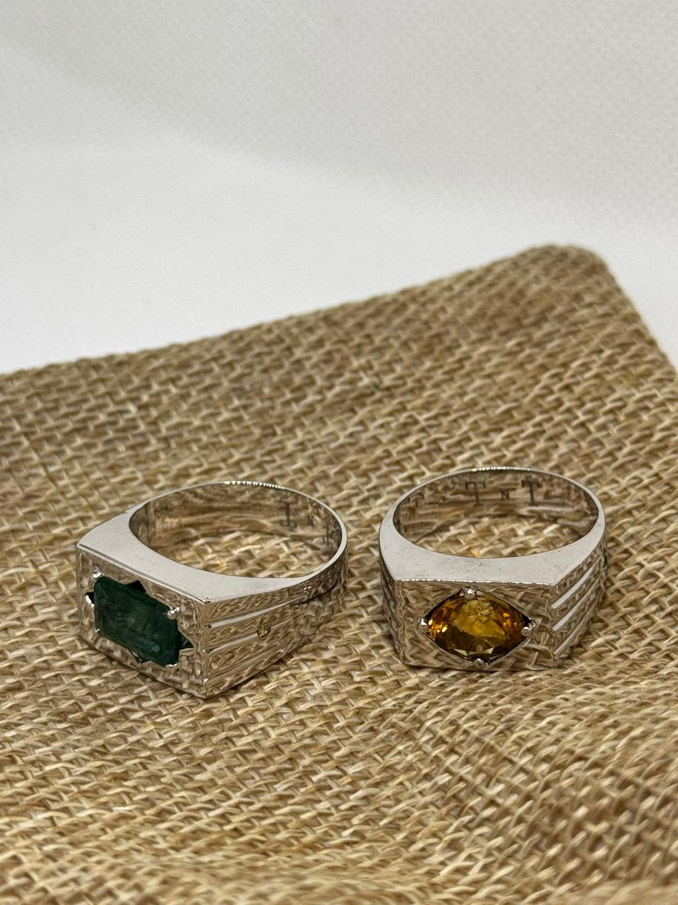 Majestic Luxury Signet Engagement Ring (Emerald or Citrine) - Image 5
